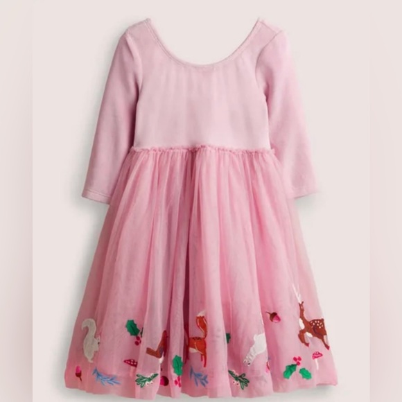 Mini Boden Other - Mini Boden Pink Velvet Bodice Tulle Christmas Party Dress size 8/9